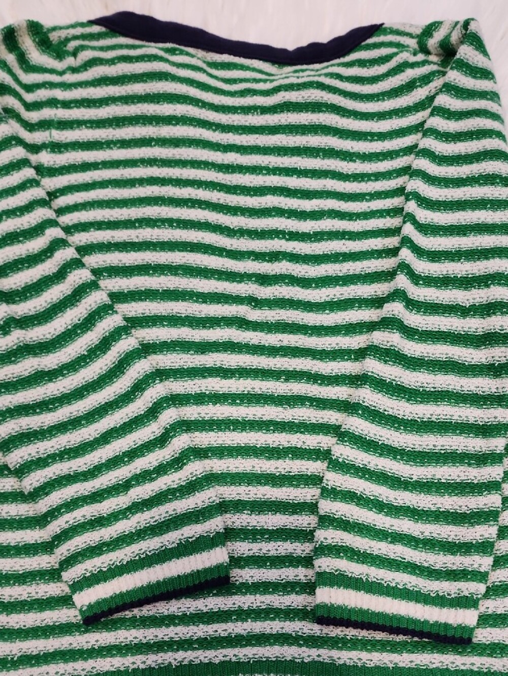 Anthropologie Green and White Striped Crewneck Sweater - Picture 5 of 5